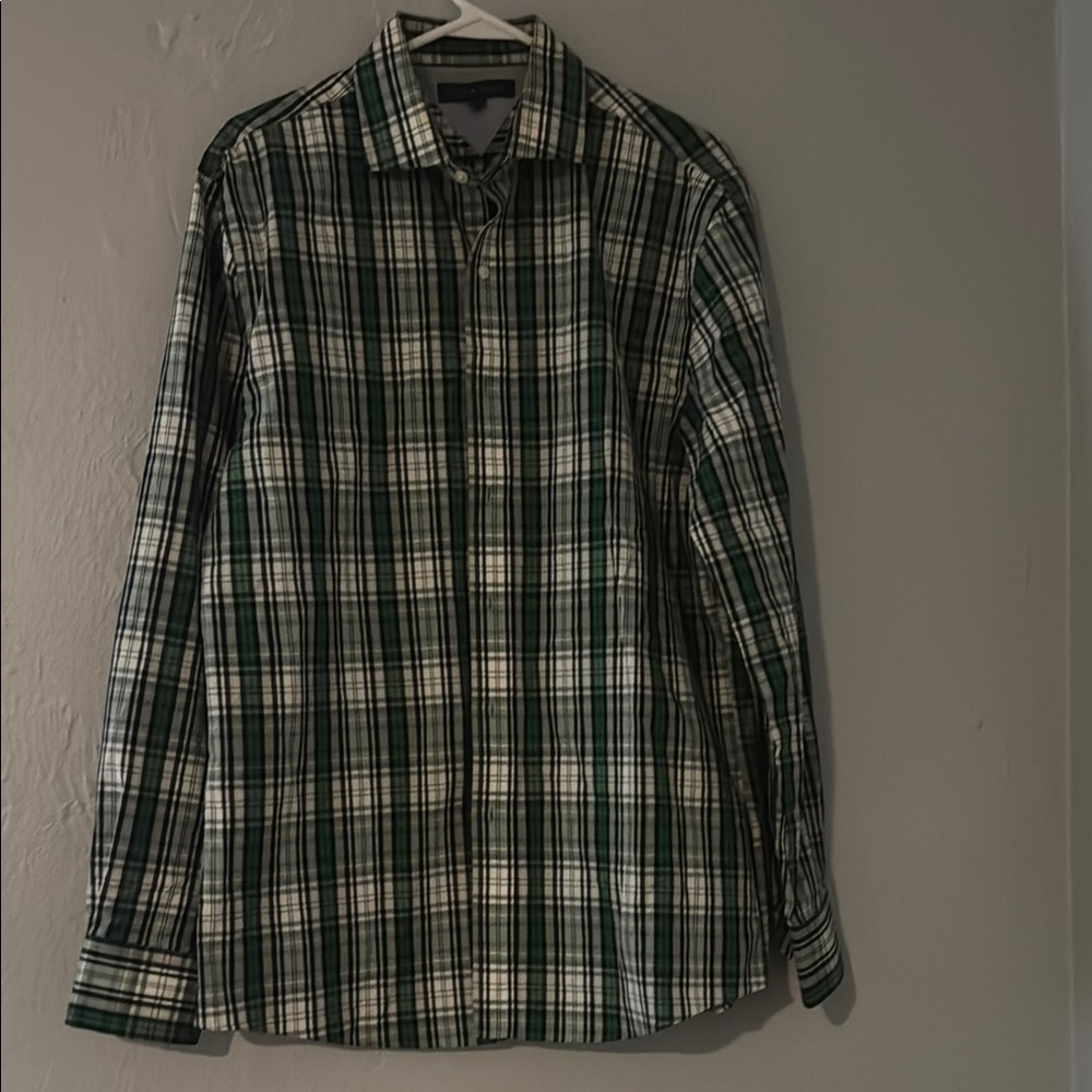 Tommy Hilfiger Green and White Casual Button Down Shirt A -8